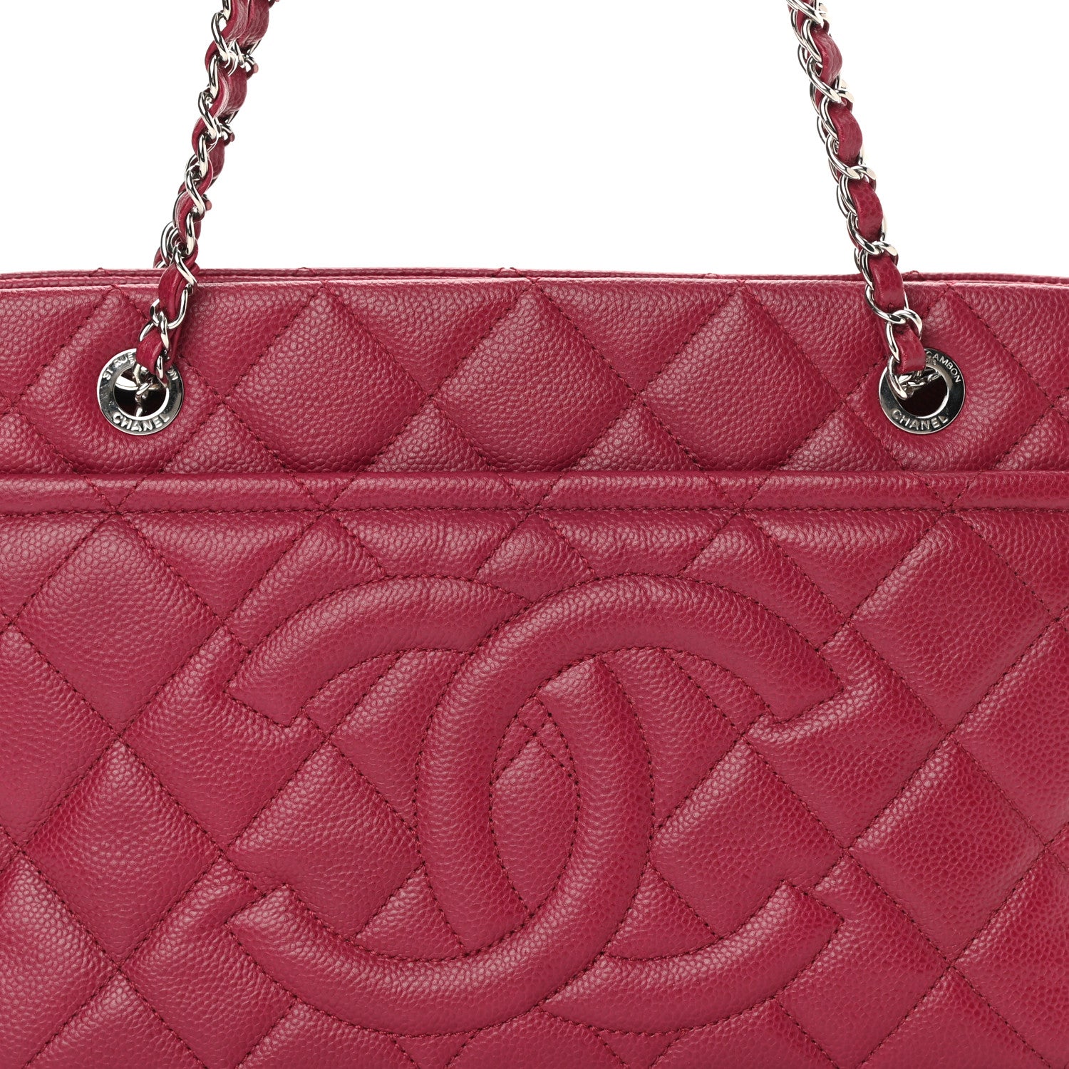 Chanel Caviar Quilted Timeless CC Shopping Tote Red 9 of 15
