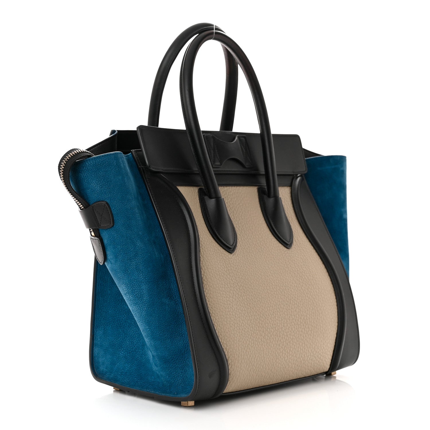 Celine Bullhide Calfskin Suede Mini Tri-Color Luggage Beige 3 of 12