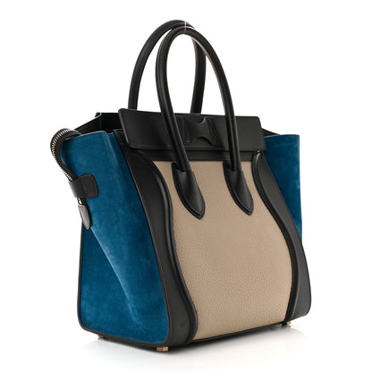 Celine Bullhide Calfskin Suede Mini Tri-Color Luggage Beige 3 of 12