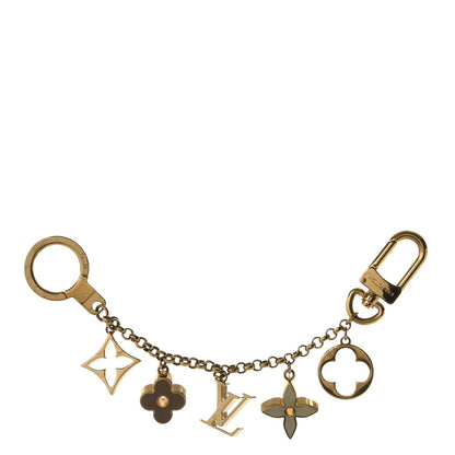 Louis Vuitton Brass Enamel Fleur De Monogram Bag Charm Chain Gold 1 of 6