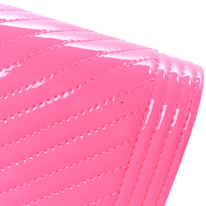 Chanel Patent Chevron Quilted Boy Wallet On Chain WOC Rose Pink 12 of 13