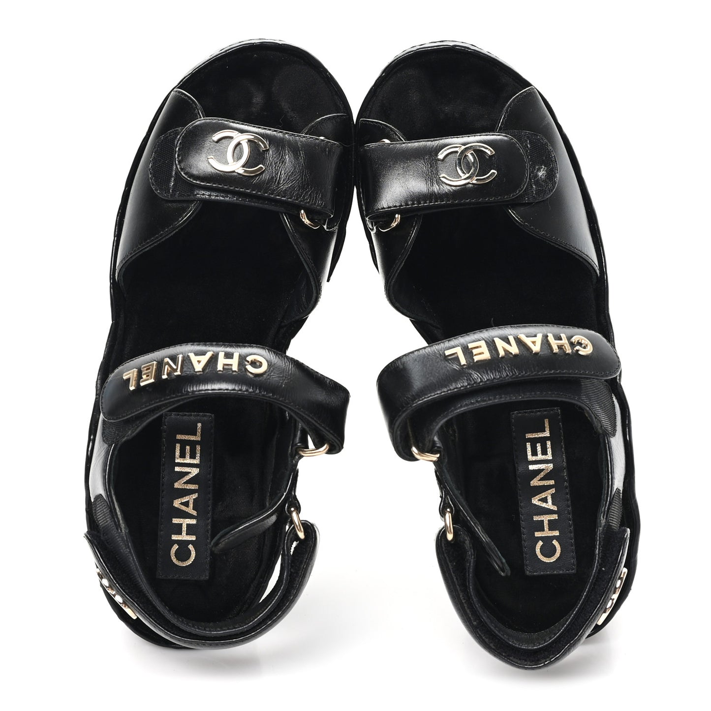Shiny Calfskin Quilted Wedge Sandals 37 Black