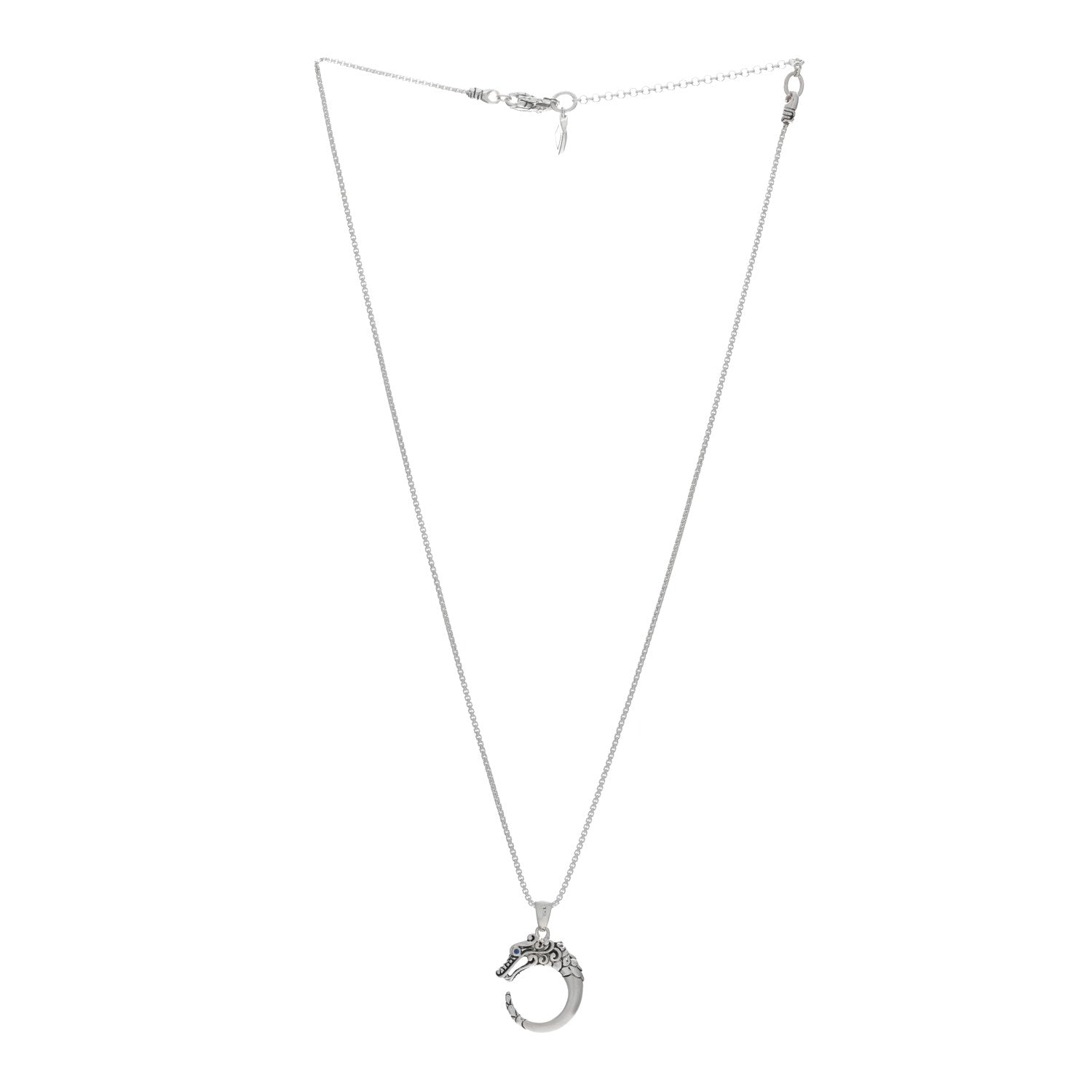 John Hardy Sterling Silver Blue Sapphire Naga Round Pendant Necklace 2 of 5