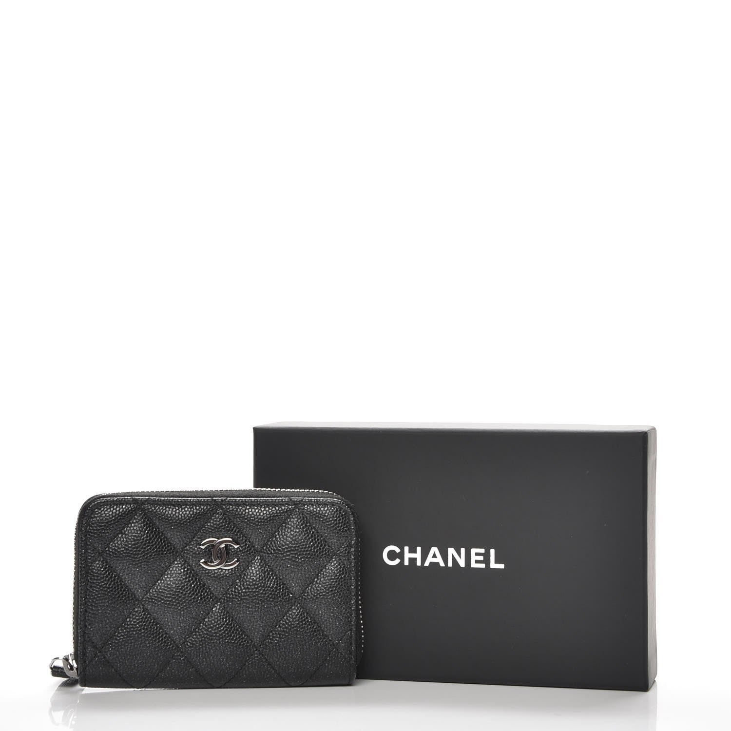 Chanel Iridescent Caviar Quilted Zip Coin Purse Black 10 of 10