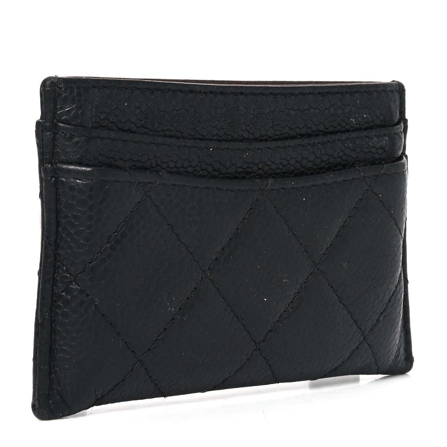 Caviar Quilted Card Holder Black