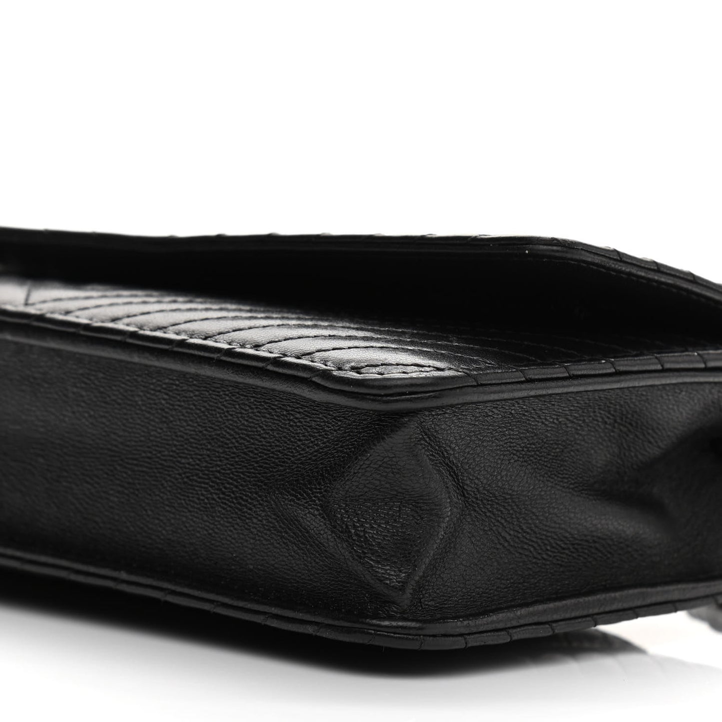 Lambskin Chevron Quilted Wallet On Chain WOC So Black