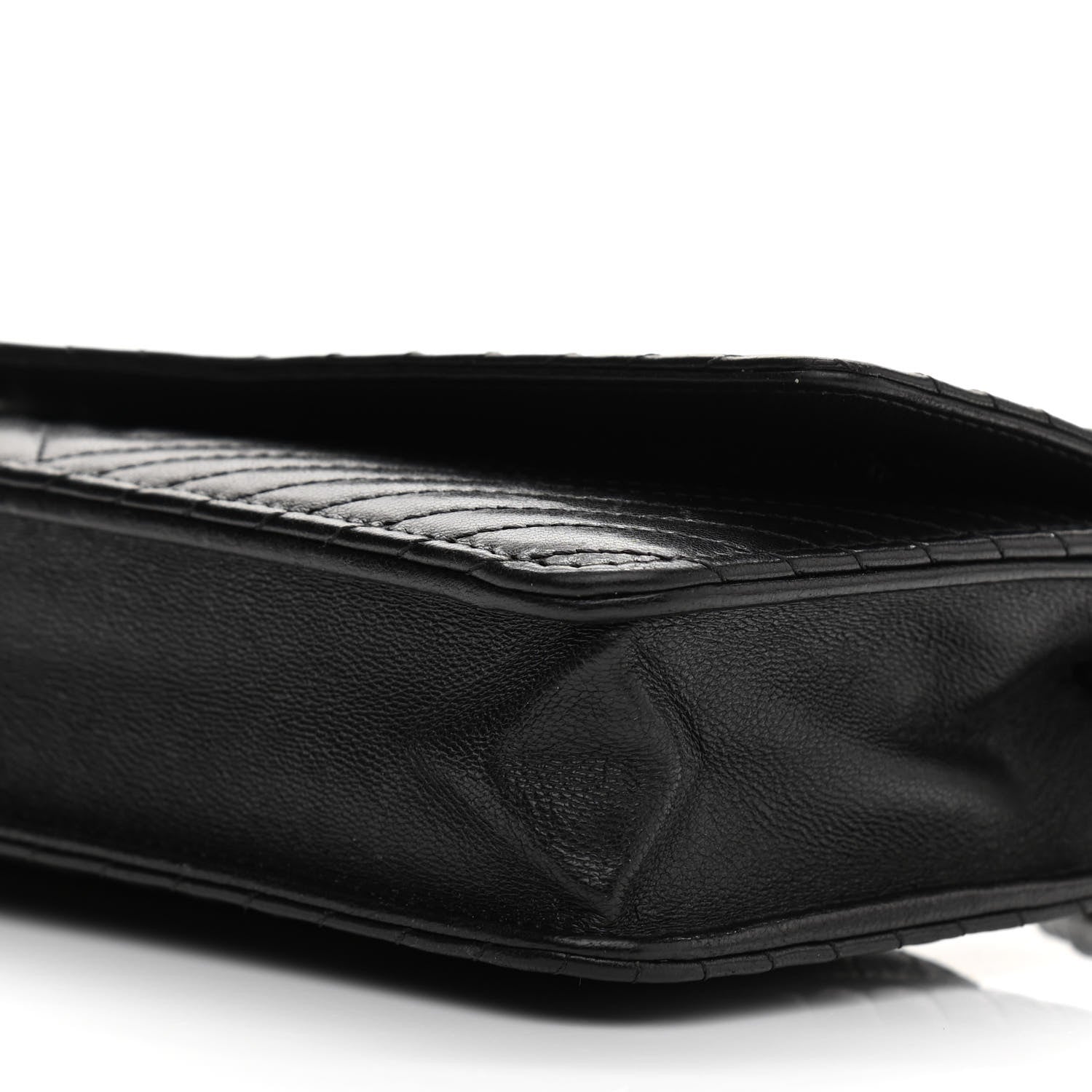 Chanel Lambskin Chevron Quilted Wallet On Chain WOC So Black 11 of 13