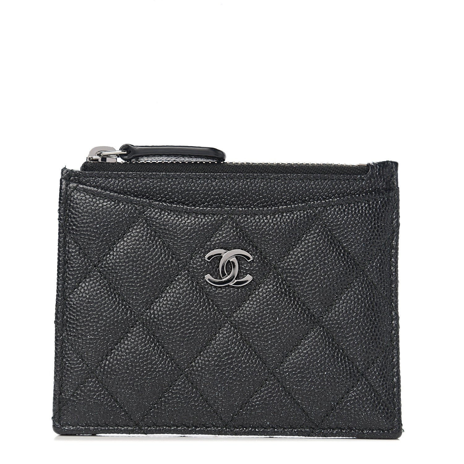 Chanel Iridescent Caviar Quilted CC Zip Card Holder Black 1 of 5