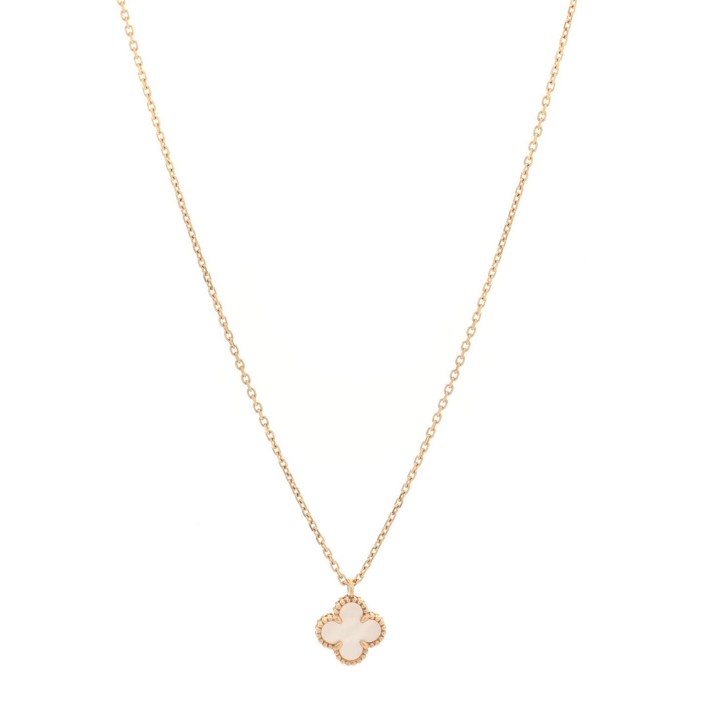 18K Yellow Gold Mother of Pearl Sweet Alhambra Pendant Necklace