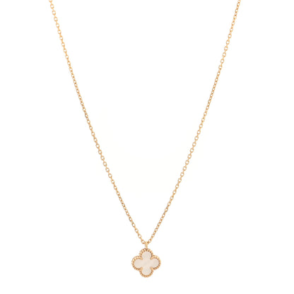 Van Cleef & Arpels 18K Yellow Gold Mother of Pearl Sweet Alhambra Pendant Necklace 1 of 5
