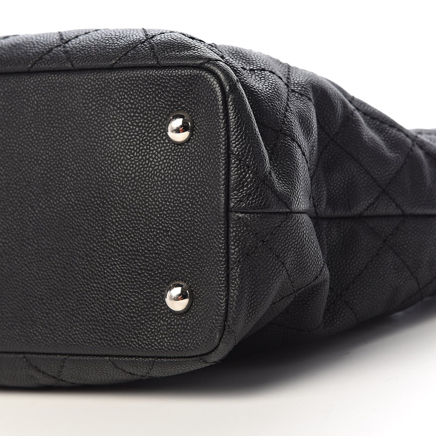 Grained Calfskin Quilted Small Daily Shopping Tote Black