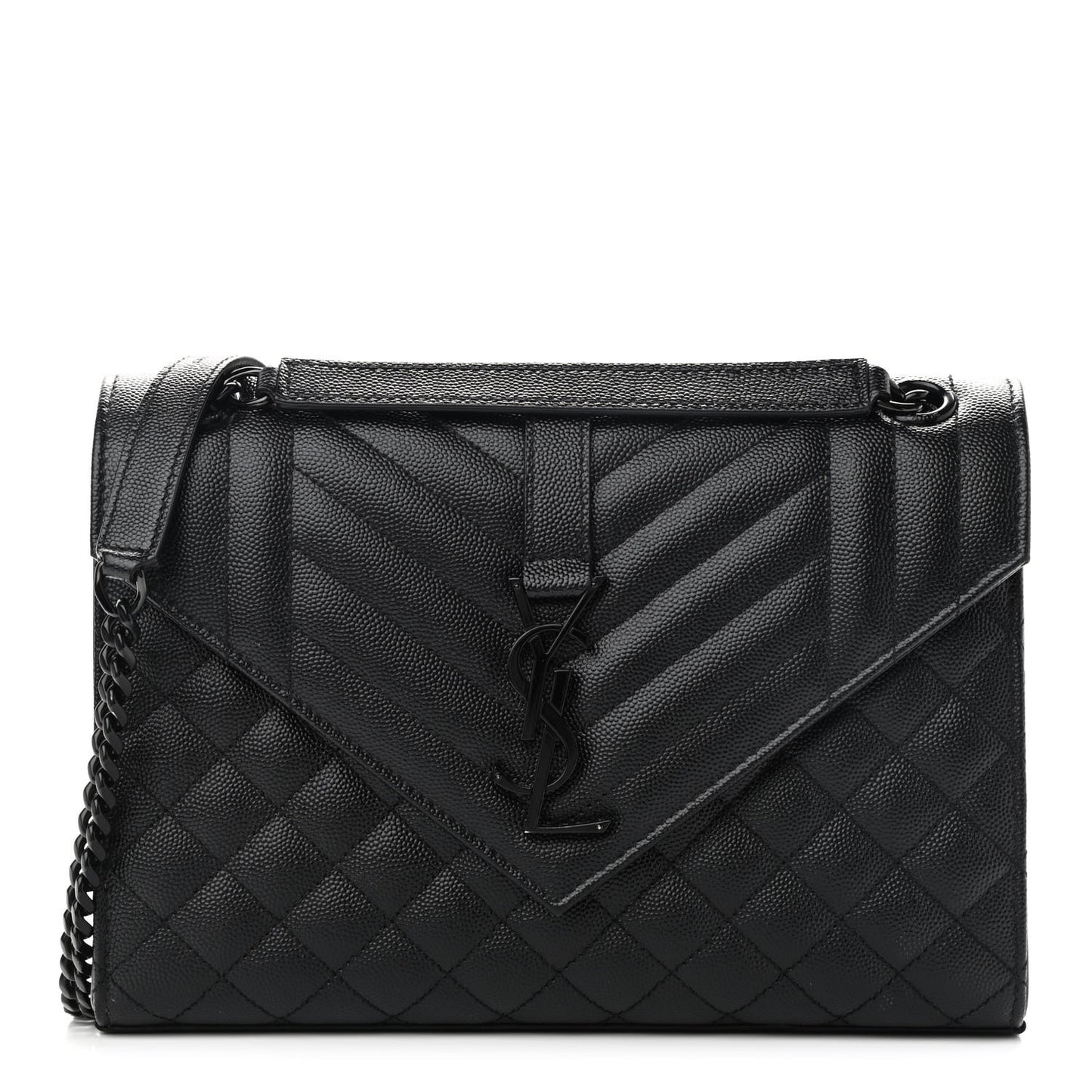 Grain De Poudre Textured Mixed Matelasse Triquilt Medium Monogram Satchel Black