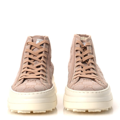 Gucci New Canvas GG Monogram Womens Tennis 1977 High Top 55mm Platform Sneakers 38 Skin Rose Dark Skin Rose 3 of 10