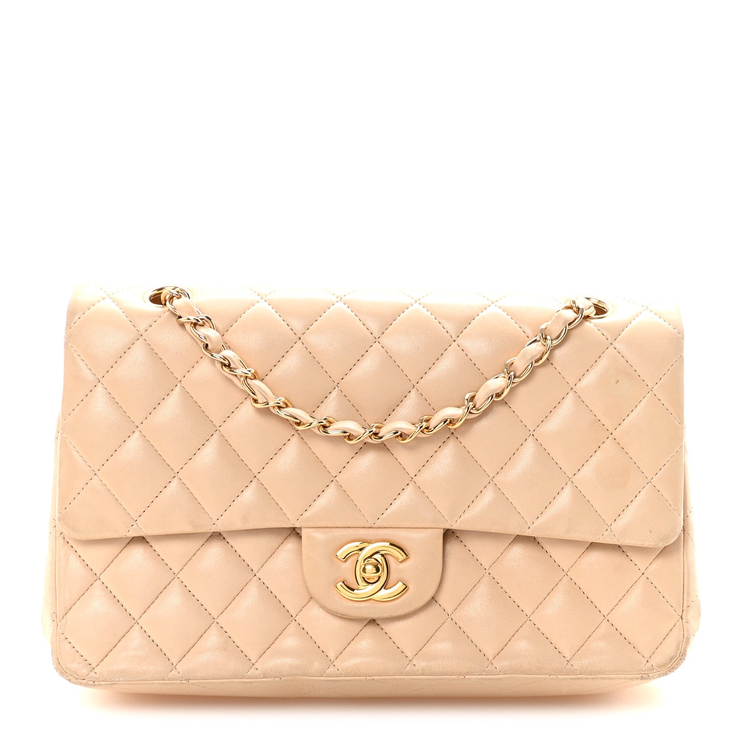 Chanel Lambskin Quilted Medium Double Flap Beige 1 of 9