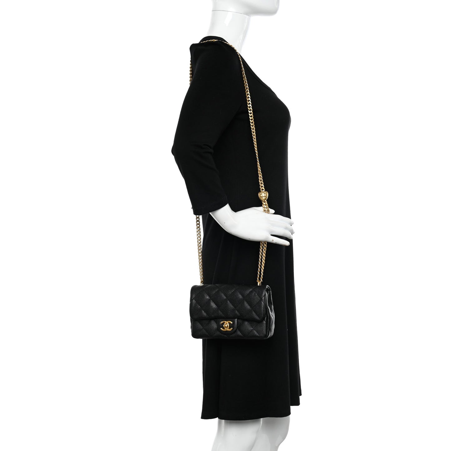 Caviar Quilted Mini Sweetheart Rectangular Flap Black