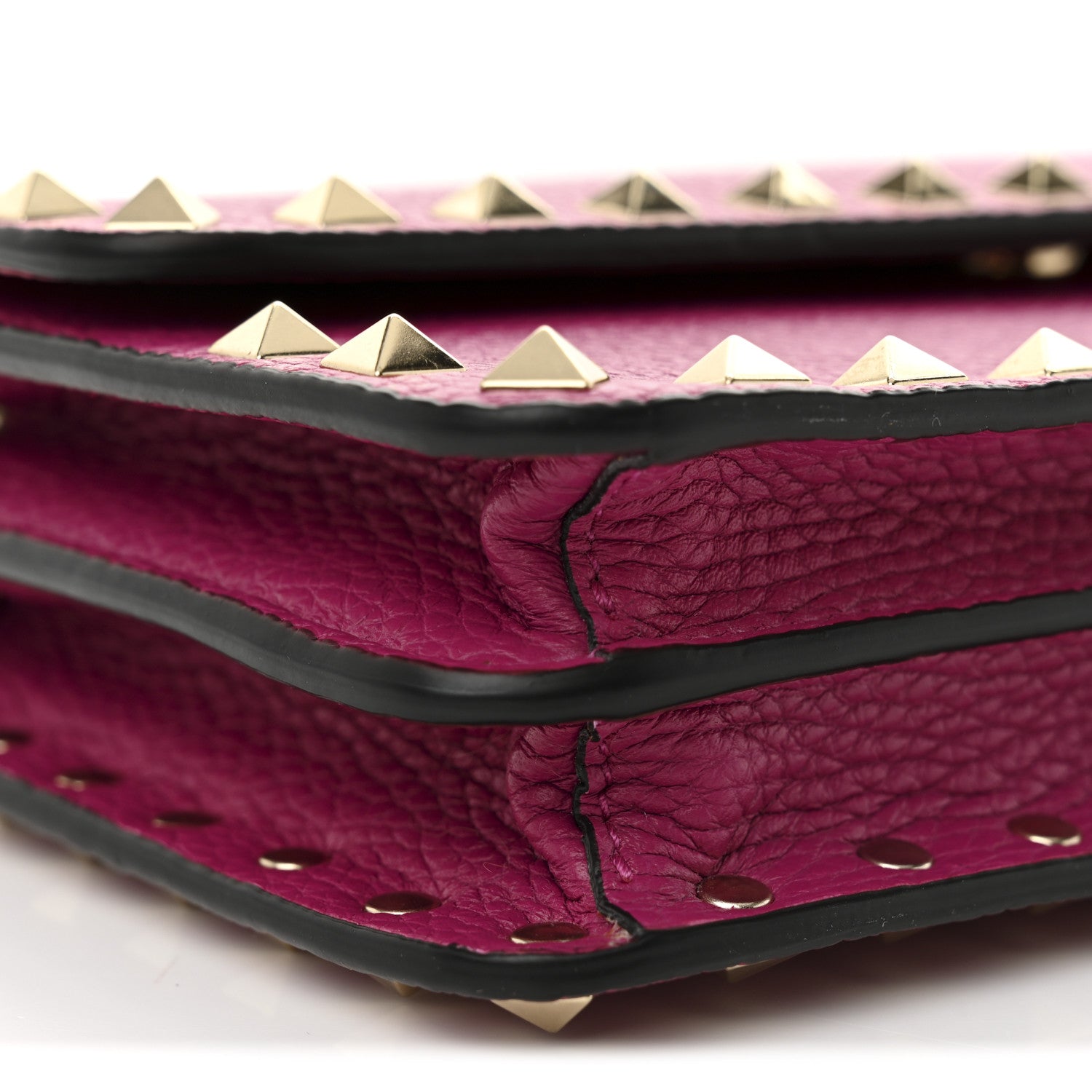 Valentino Garavani Pebbled Calfskin Rockstud Flap Wallet On Chain Rose Violet 8 of 9