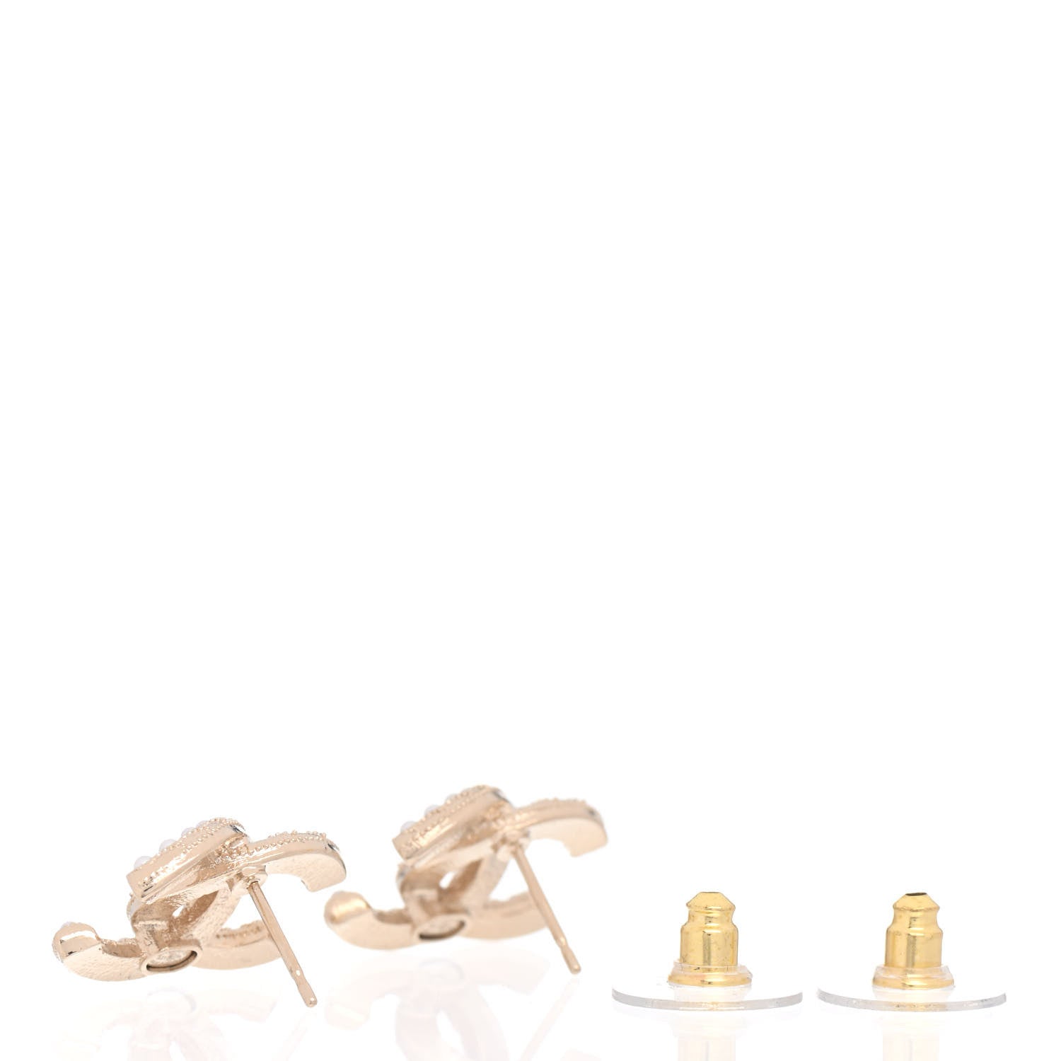 Chanel Resin Pearl CC Earrings Gold Black 3 of 4