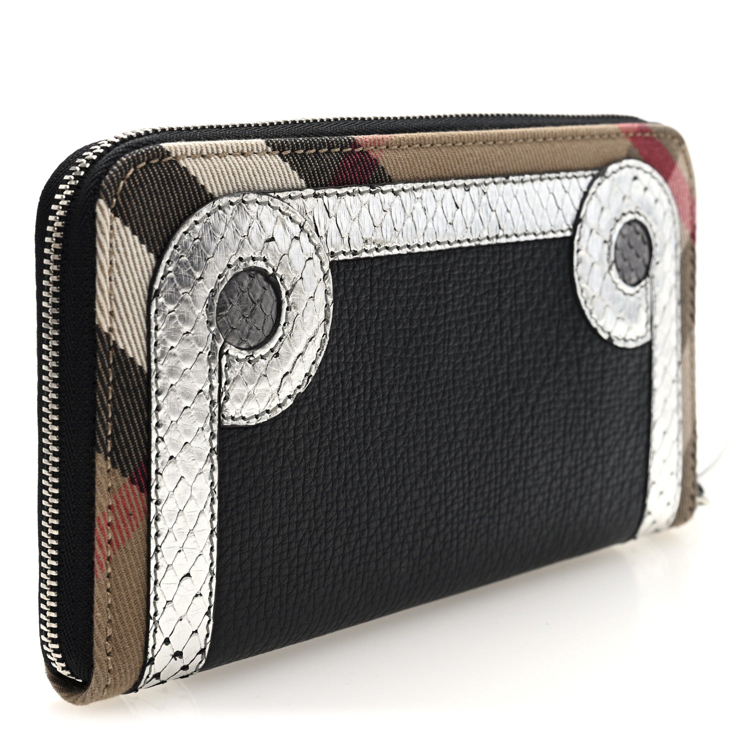 Burberry Grainy Calfskin House Check Snakeskin Elmore Zip Around Wallet 3 of 6