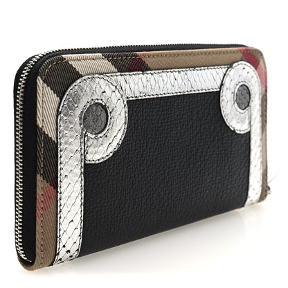 Burberry Grainy Calfskin House Check Snakeskin Elmore Zip Around Wallet 3 of 6