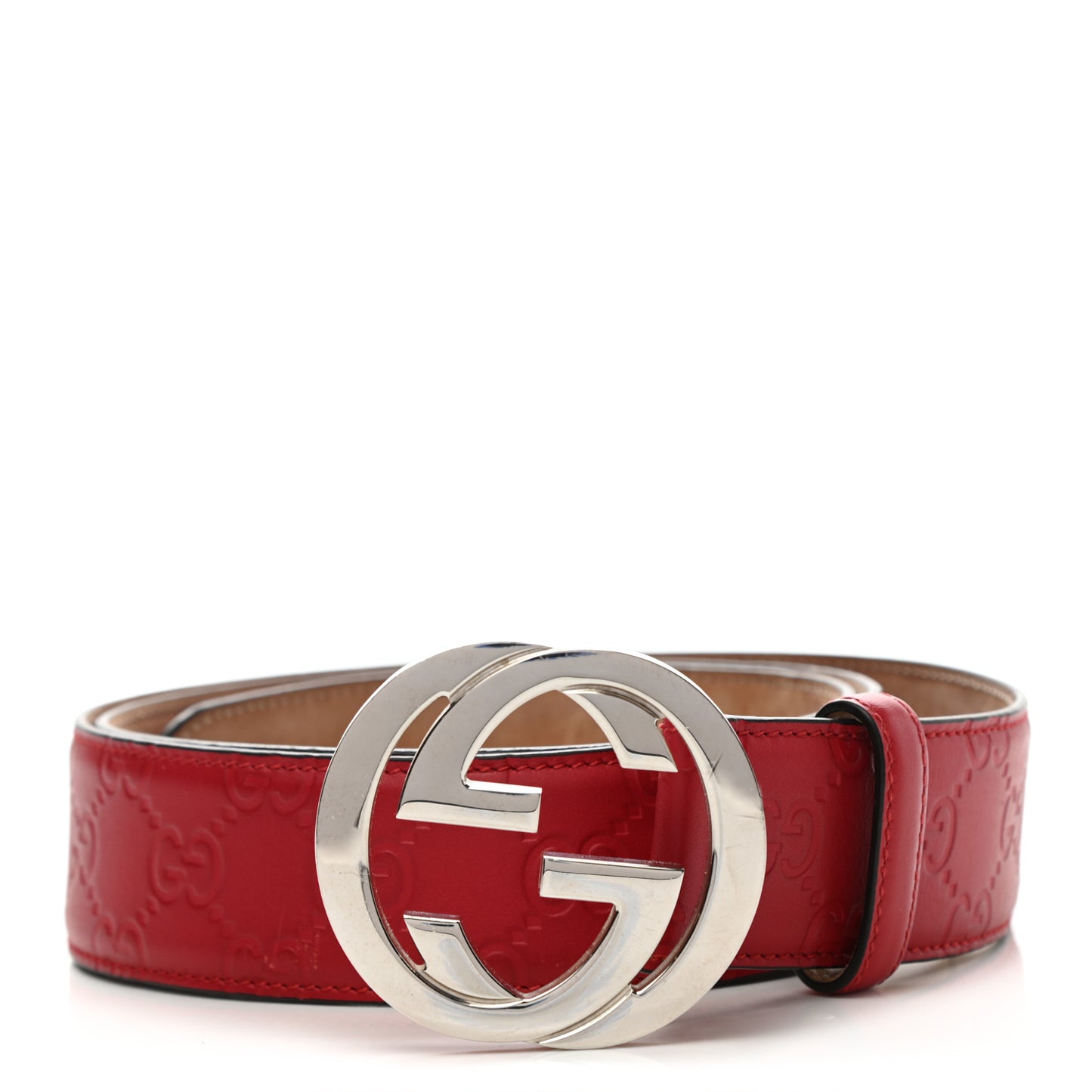 Guccissima Signature Interlocking G 40mm Belt 105 42 Hibiscus Red