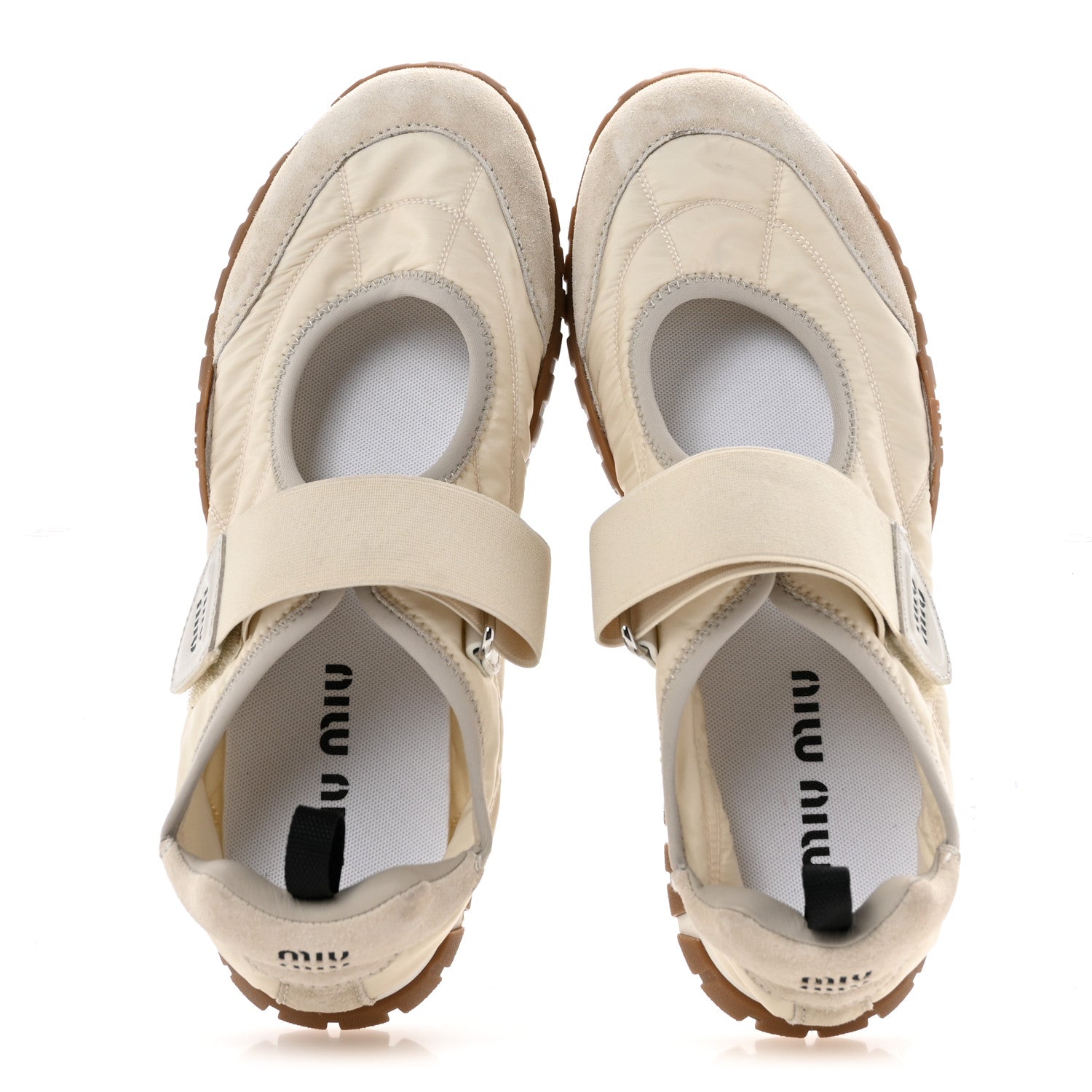 Miu Miu Technical Fabric Suede Womens Tyre Ballerina Flats 36.5 Ivory 2 of 8