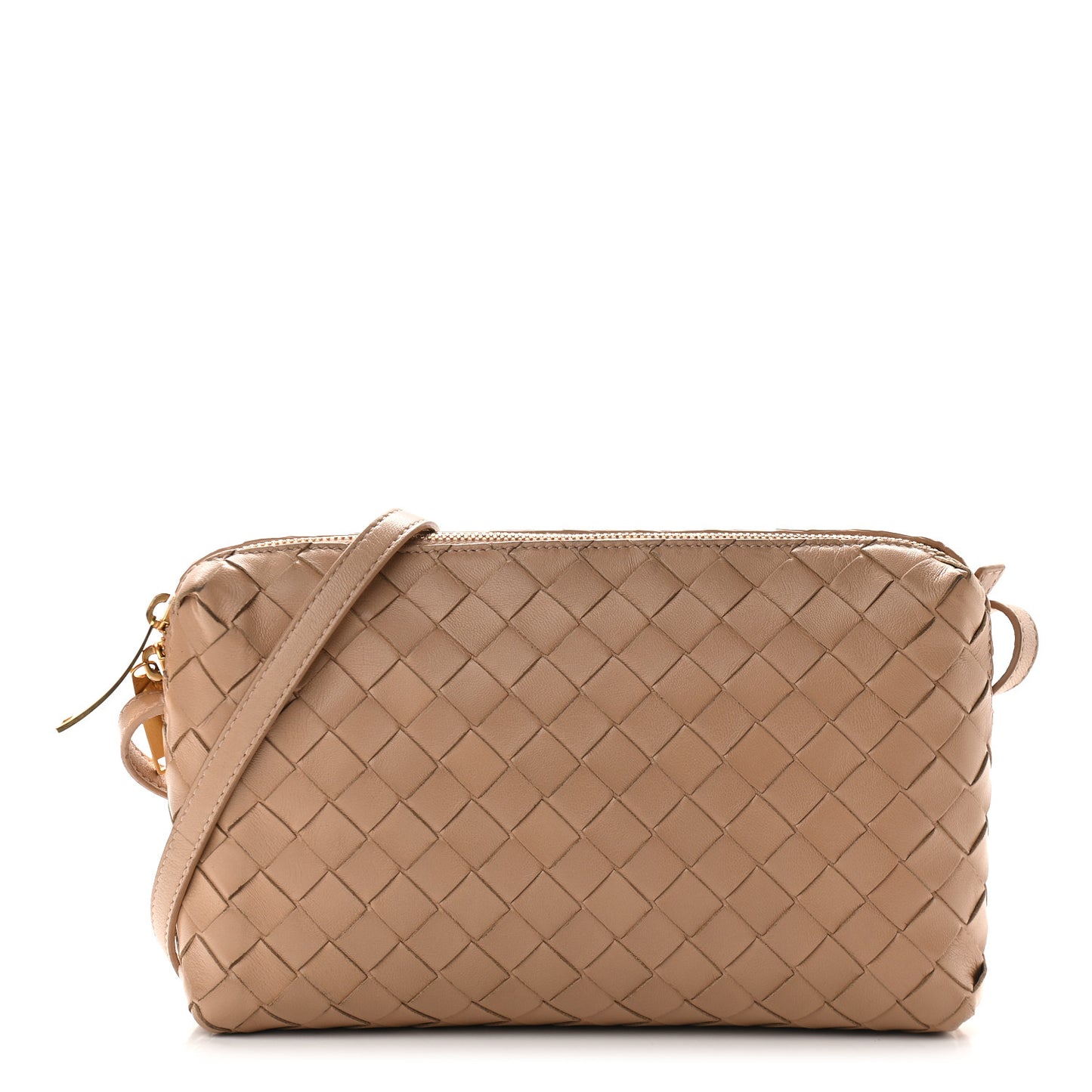 Nappa Intrecciato Crossbody Camel