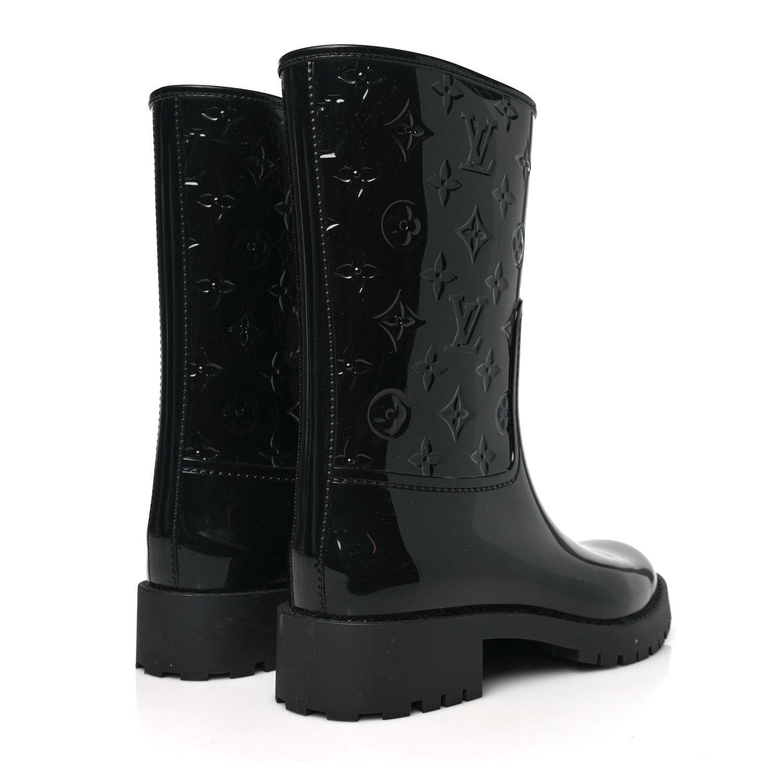 Louis Vuitton Rubber Embossed Monogram Drops Flat Half Boots 40 Black 4 of 7