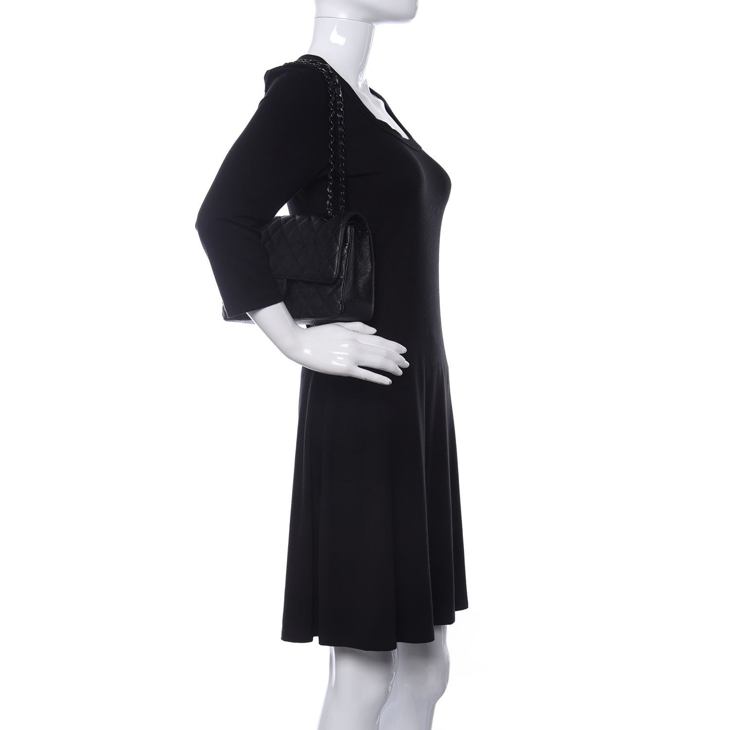 Crumpled Calfskin Quilted Medium Double Flap So Black