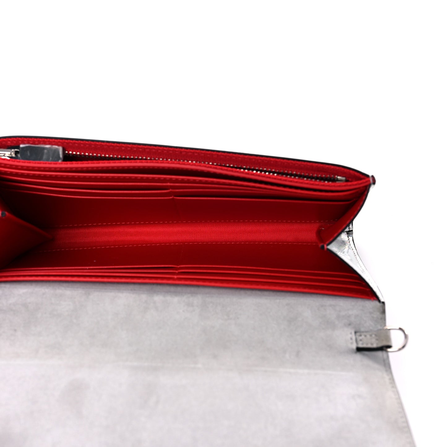 Metallic Calfskin Spikes Paloma Clutch Silver