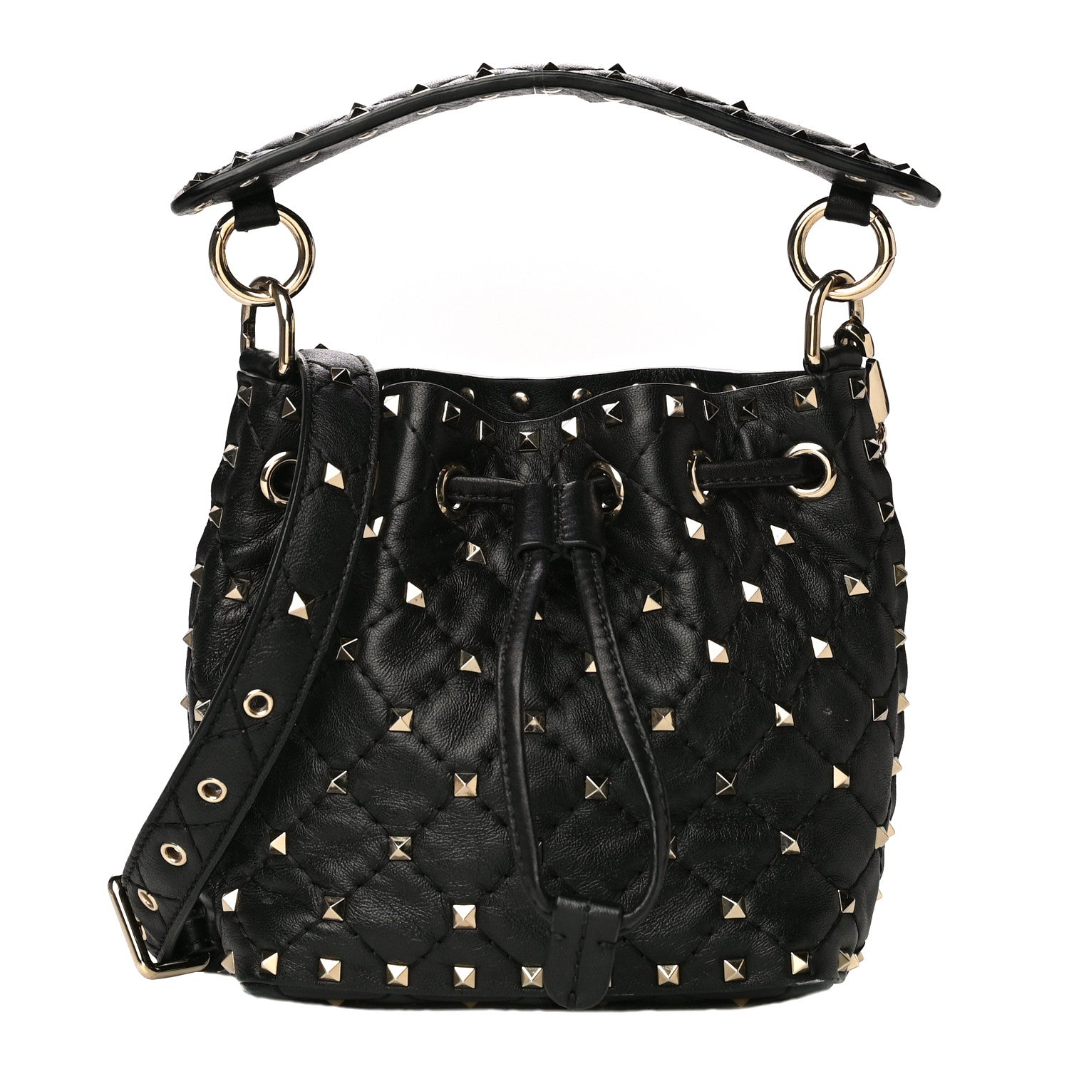 Valentino Garavani Nappa Mini Rockstud Spike Bucket Bag Black 1 of 15