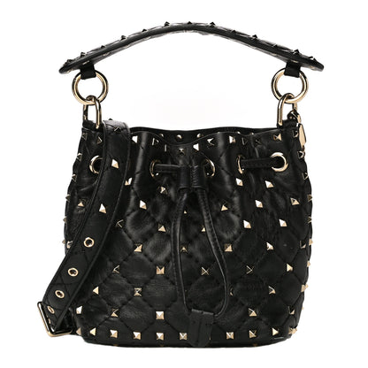 Valentino Garavani Nappa Mini Rockstud Spike Bucket Bag Black 1 of 15