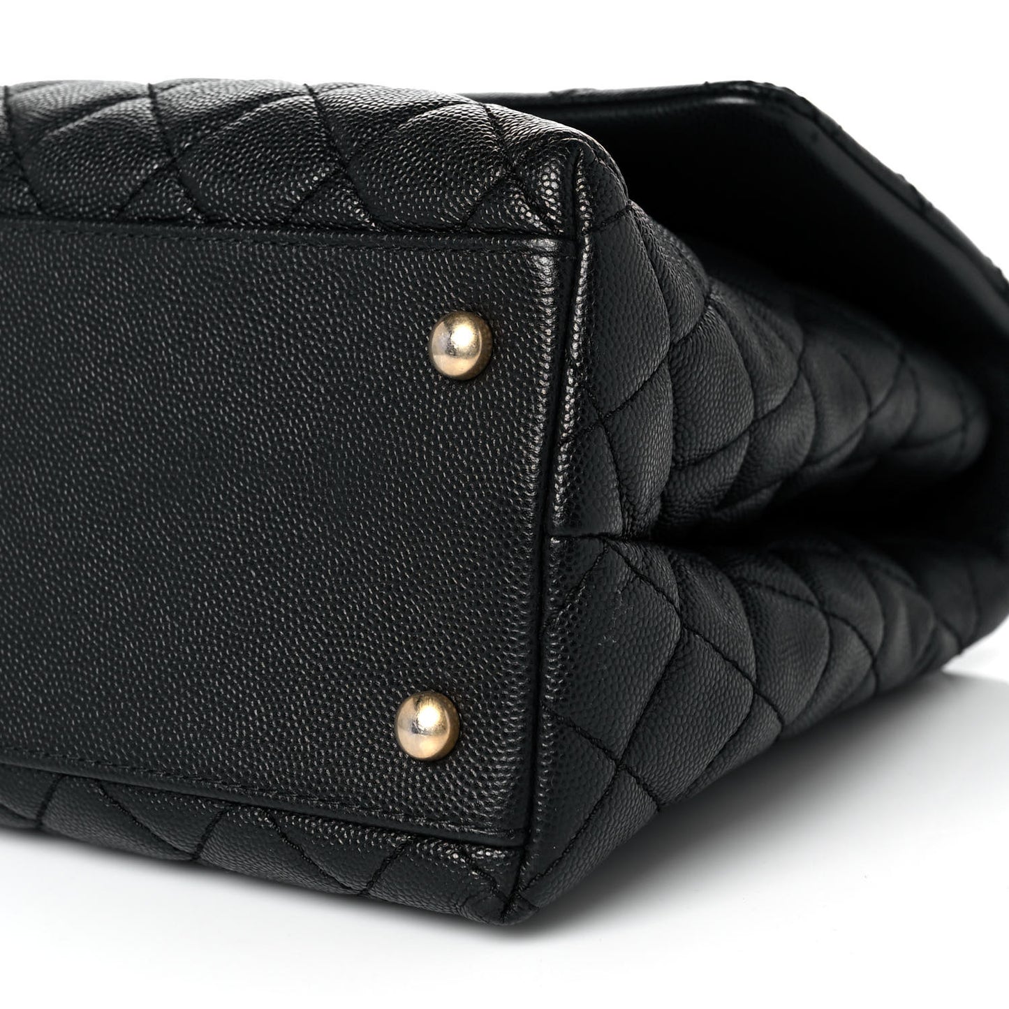 Caviar Lizard Quilted Medium Coco Handle Flap Black
