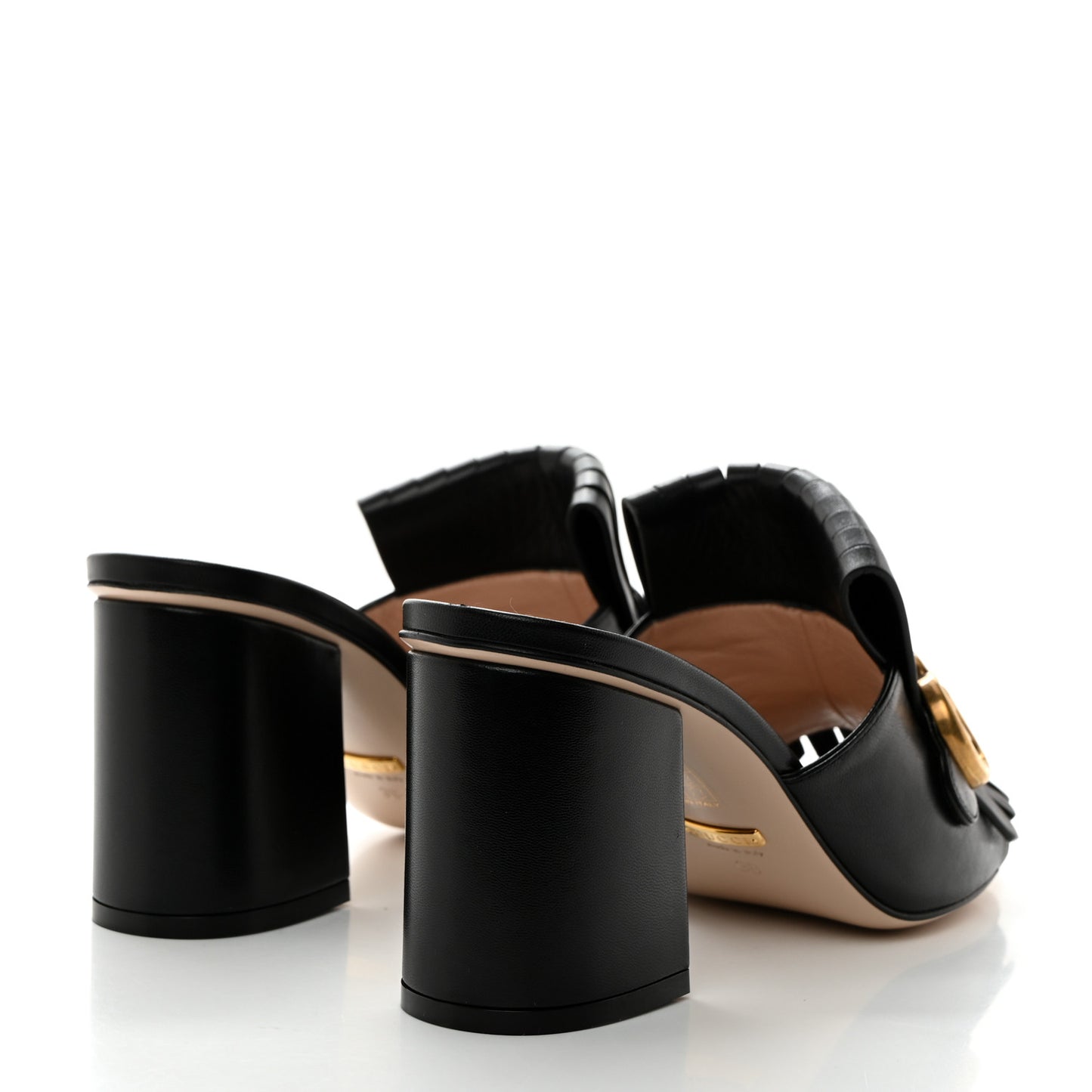 Malaga Kid GG Marmont Fringe 75mm Slide Sandals 38 Black