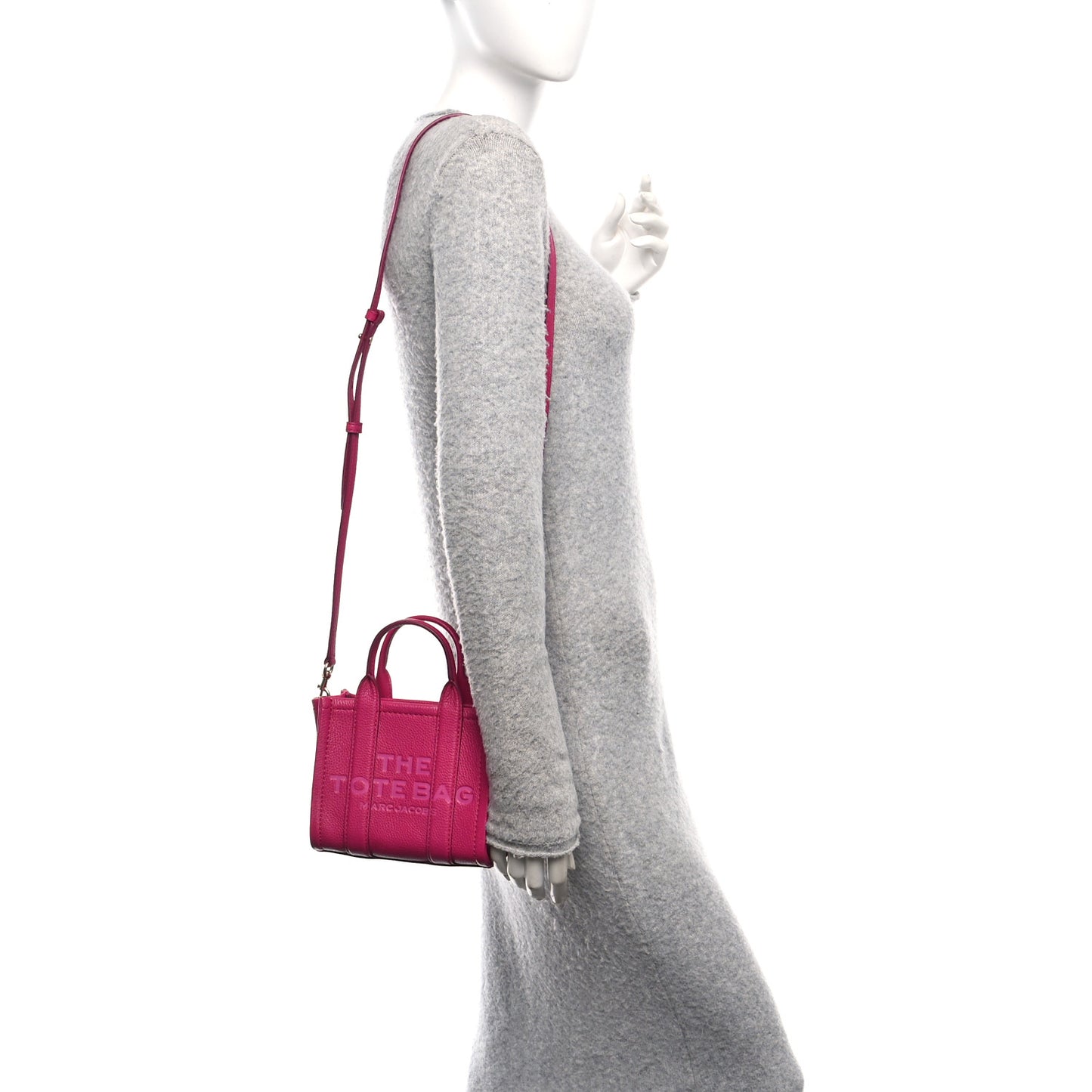 Grained Calfskin Mini The Tote Bag Lipstick Pink