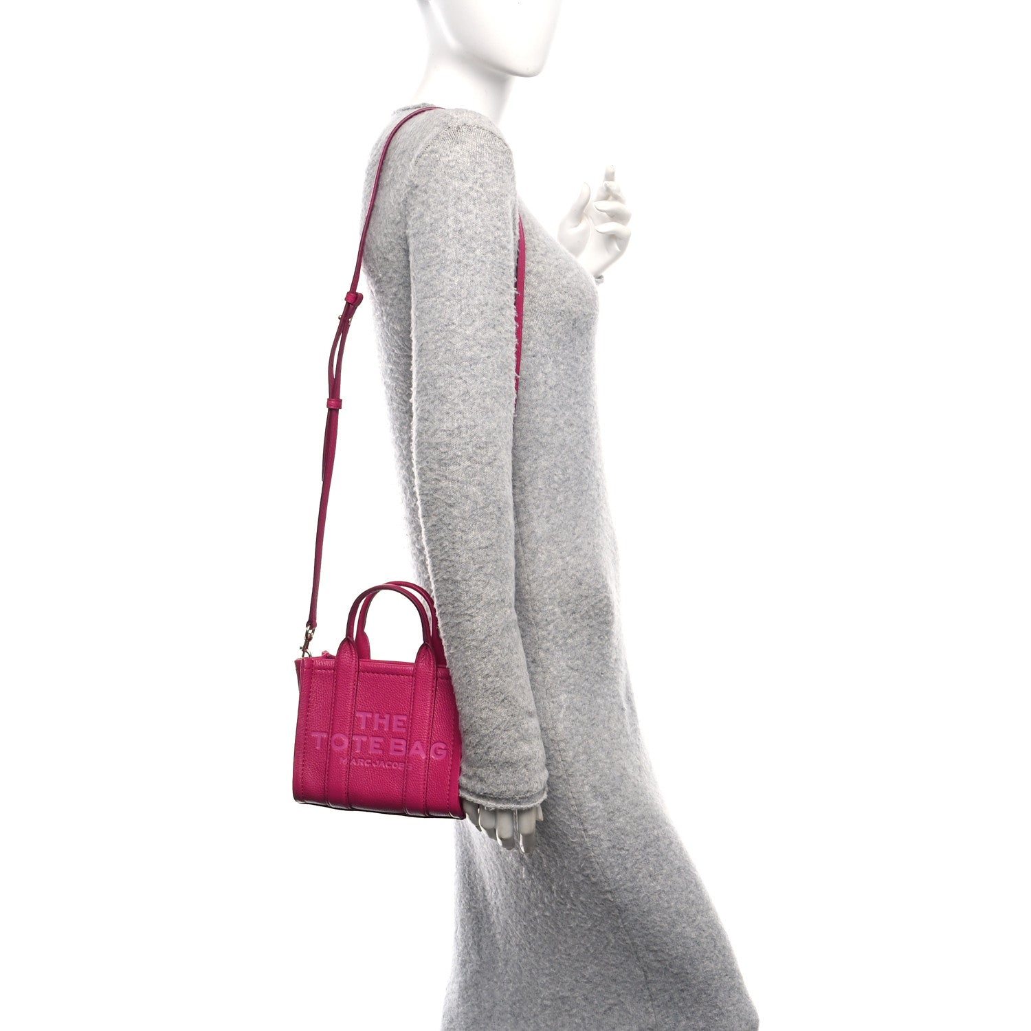 Marc Jacobs Grained Calfskin Mini The Tote Bag Lipstick Pink 2 of 10