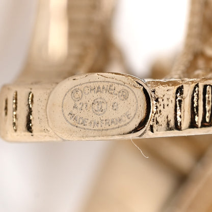 Chanel Crystal Pearl CC Hoop Drop Earrings Gold 4 of 4