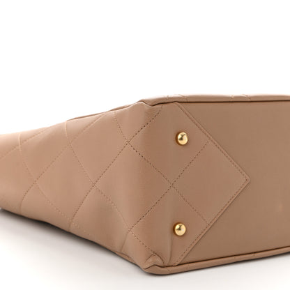 Chanel Calfskin Quilted Chain Shopping Tote Beige 9 of 10
