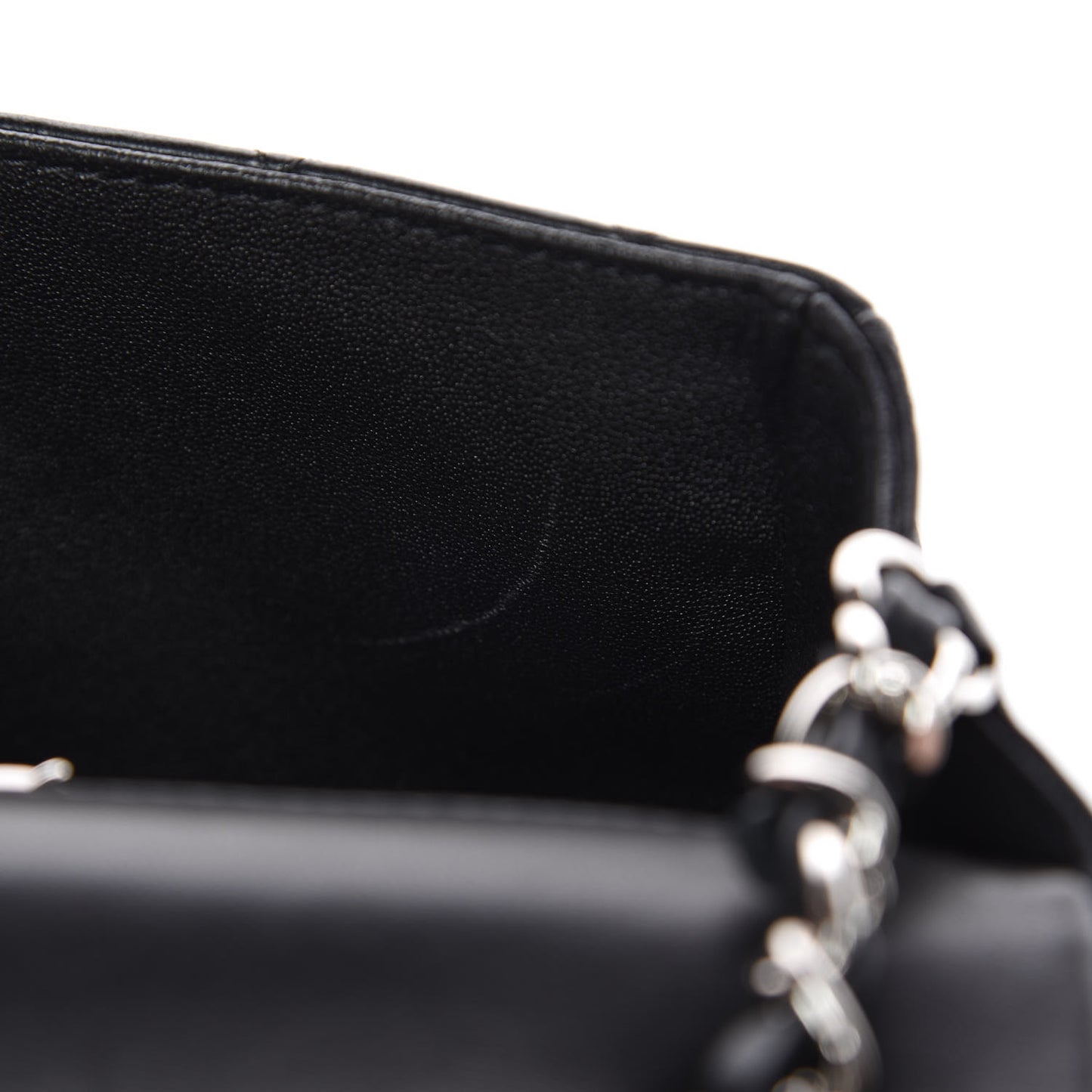Lambskin Quilted Mini Rectangular Flap Black