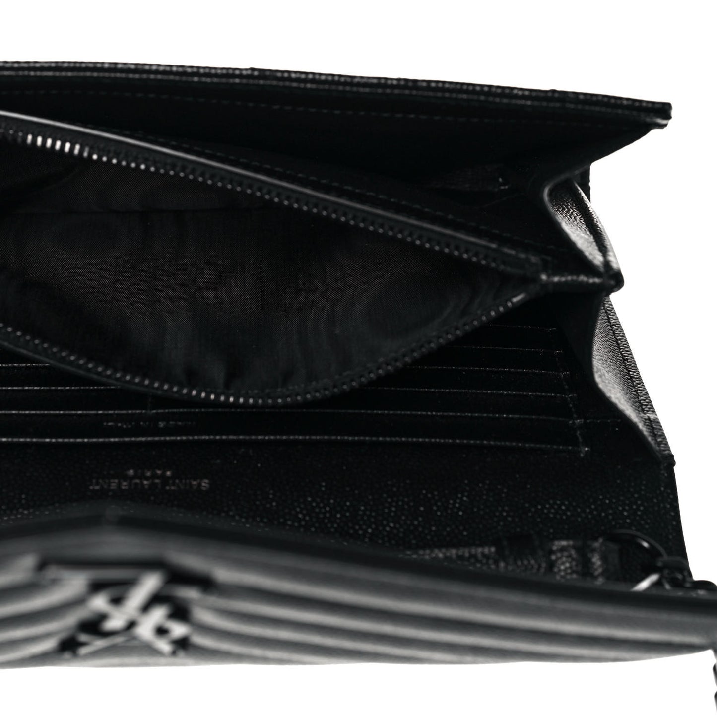 Grain De Poudre Matelasse Chevron Monogram Chain Wallet Black