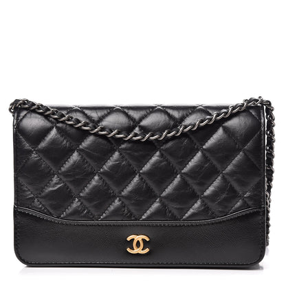 Chanel Aged Calfskin Quilted Gabrielle Wallet On Chain WOC Black 1 of 15