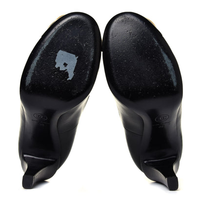 Chanel Lambskin Camellia Pumps 38 Black White 9 of 10
