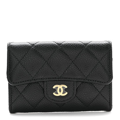 Chanel Caviar Quilted Flap Card Holder Wallet Black 1 of 8