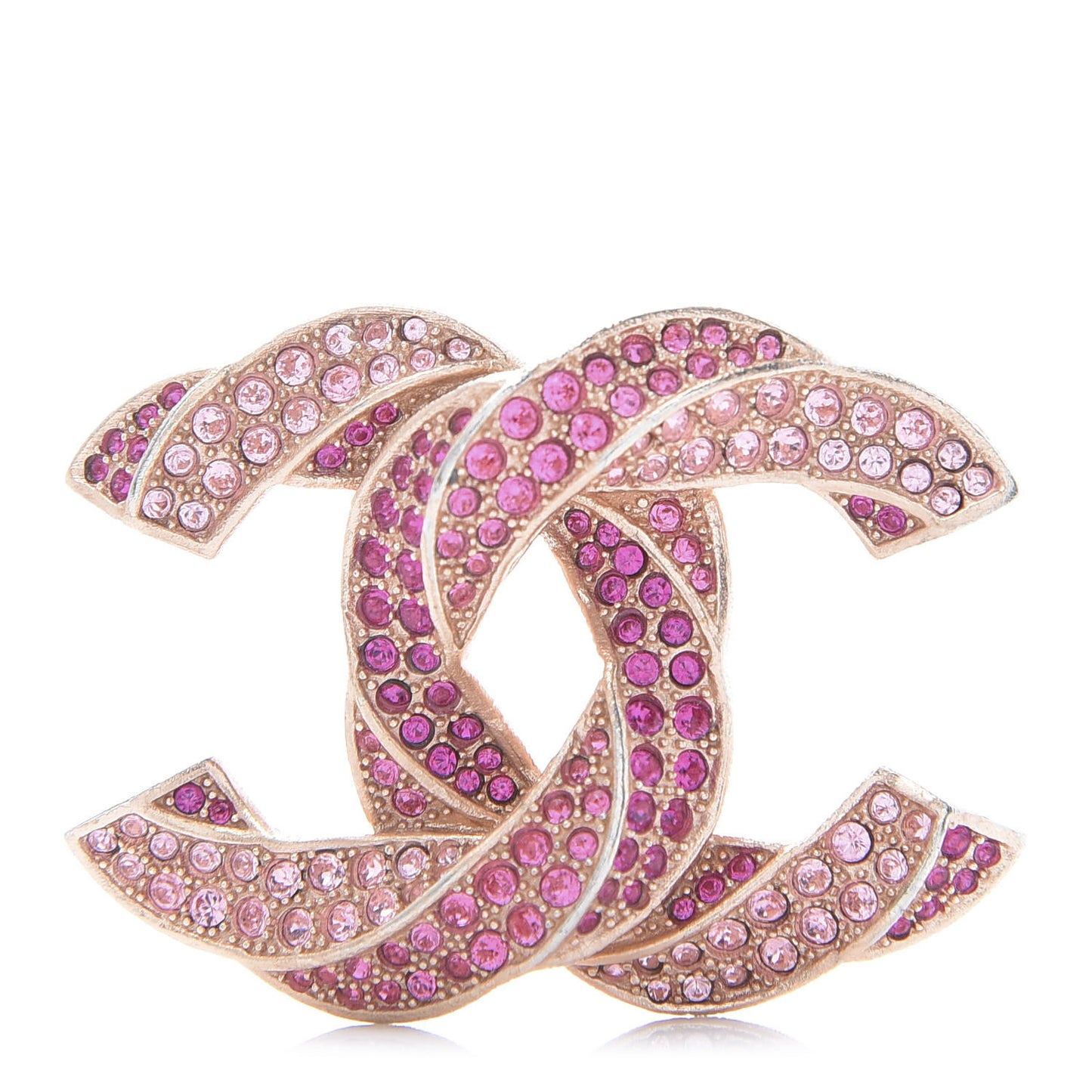 Crystal Twisted CC Brooch Rose Gold