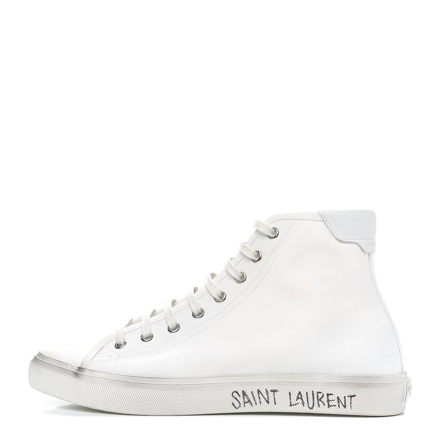 Saint Laurent Canvas Womens Malibu High Top Sneakers Optic 39.5 White 1 of 8