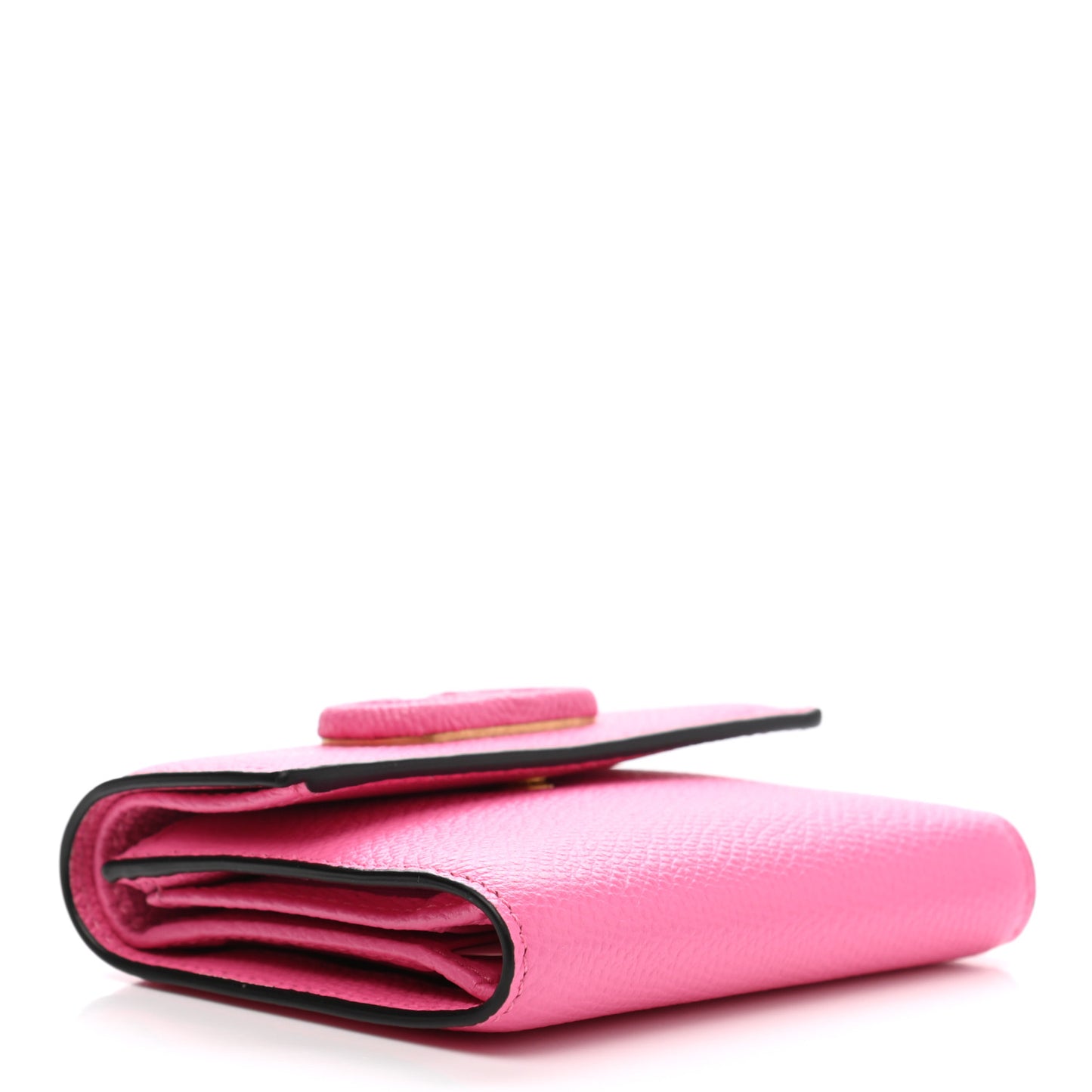 Grainy Calfskin VSling Compact Wallet Feminine Pink