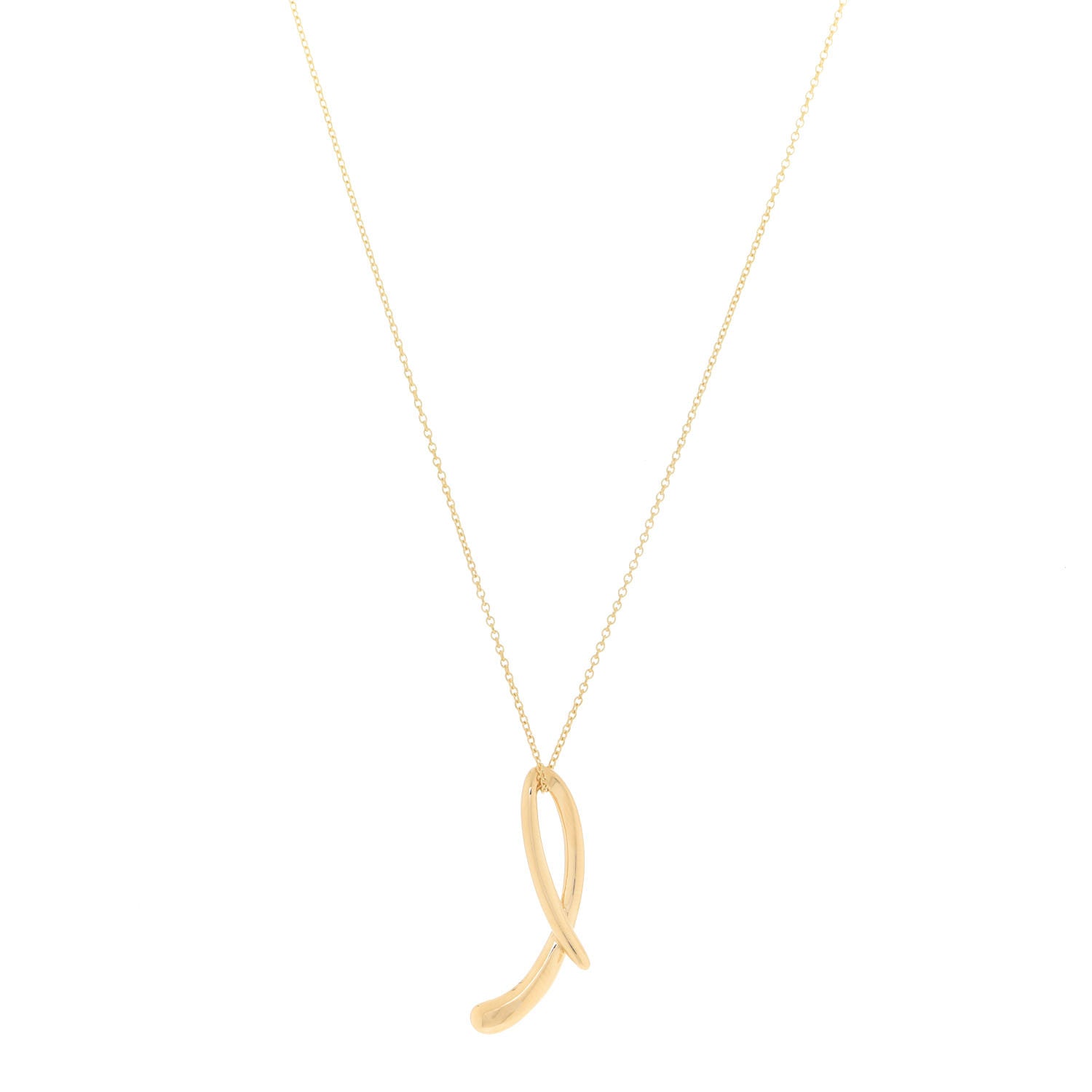 Tiffany 18K Yellow Gold Elsa Peretti Letter L Pendant Necklace 1 of 6
