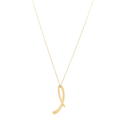 Tiffany 18K Yellow Gold Elsa Peretti Letter L Pendant Necklace 1 of 6