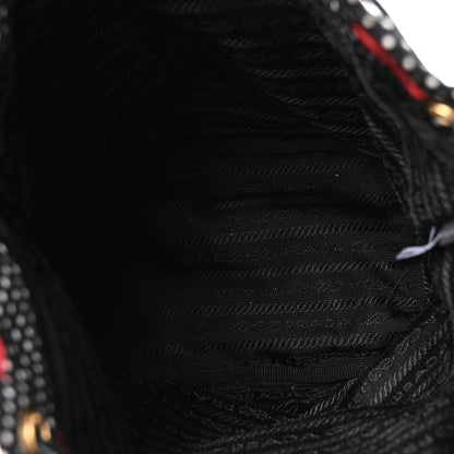Prada Tessuto Nylon Saffiano Lips Print Bucket Wristlet Black 5 of 9
