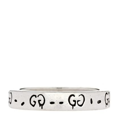 Gucci Sterling Silver Narrow GucciGhost Hamlet Skull Ring 54 7 3 of 5