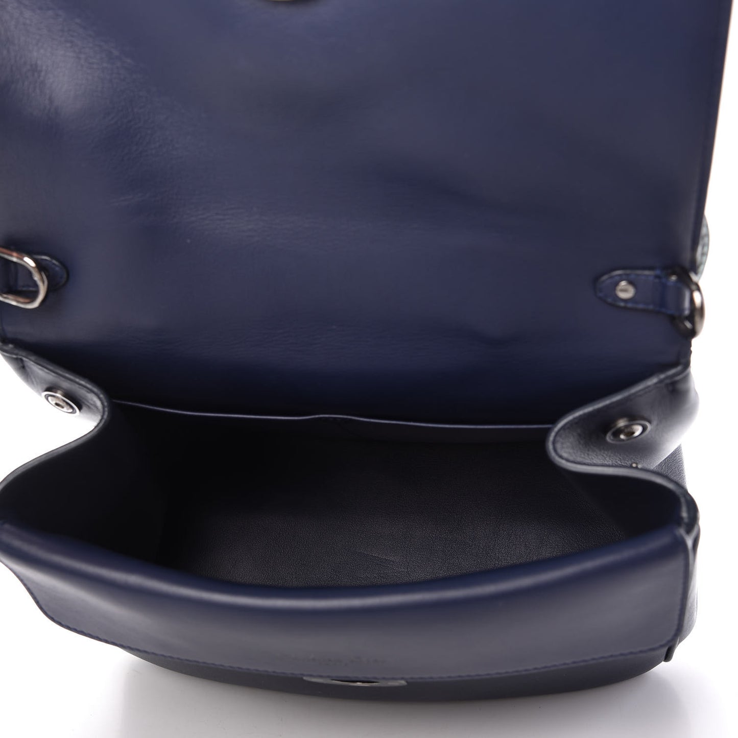 Metallic Patent Smooth Calfskin Small Be Dior Flap Navy Light Blue